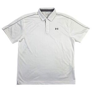 Under‎ Armour Heatgear White Loose Fit Polo Shirt XL Golf Athletic Sports
